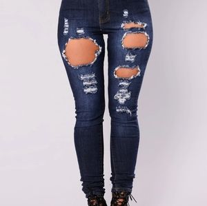 Fashion Nova Olivia Rose Skinny Jeans - Dark Denim
